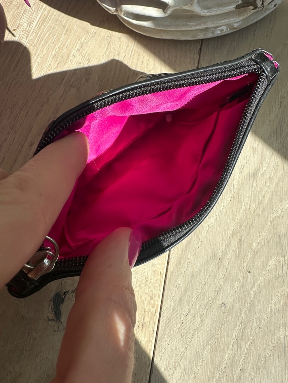 Coach Black, White & Red Floral Wristlet Pouch - Picture 5 of 5